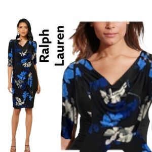 Dress shirt sheath black blue gray knee midi fashion floral